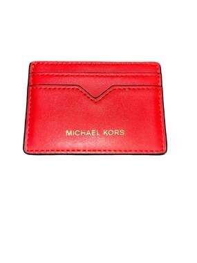 Michael Kors Jet Set Red Pebble Leather Slim Card Case